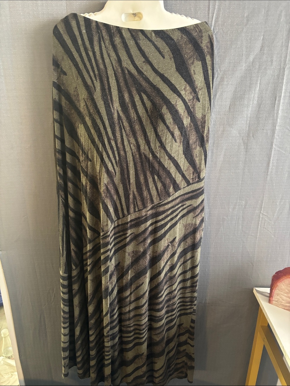 Olive Green Zebra-Print Maxi dress - Women